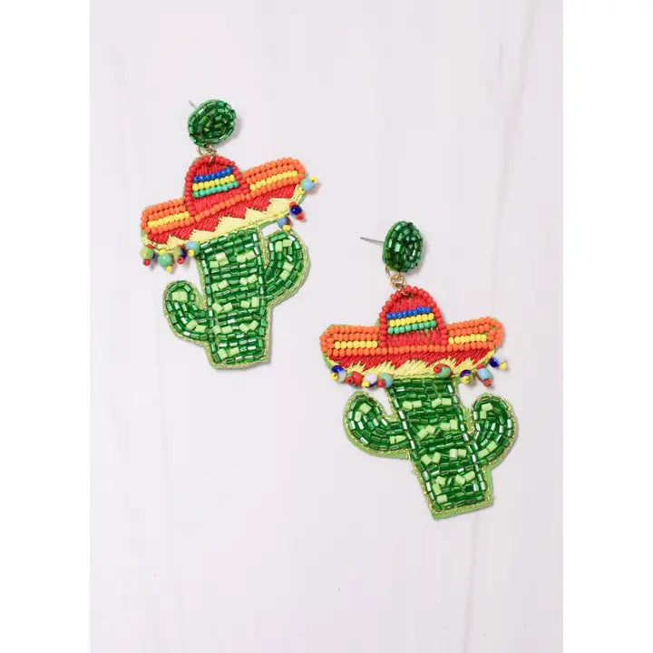 Cactus with Sombrero Earrings