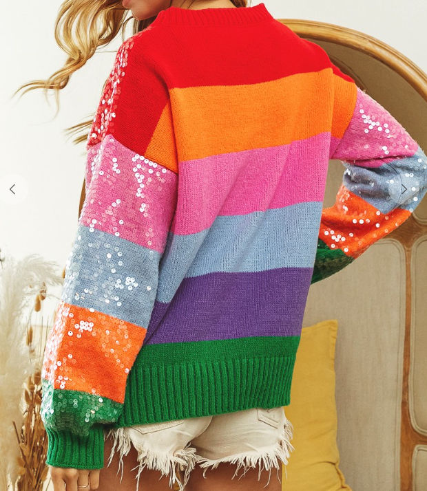 Rainbow Clear Sequin Sweater