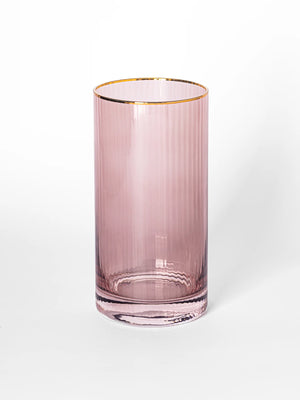 Mauve Ribbed Water Glass