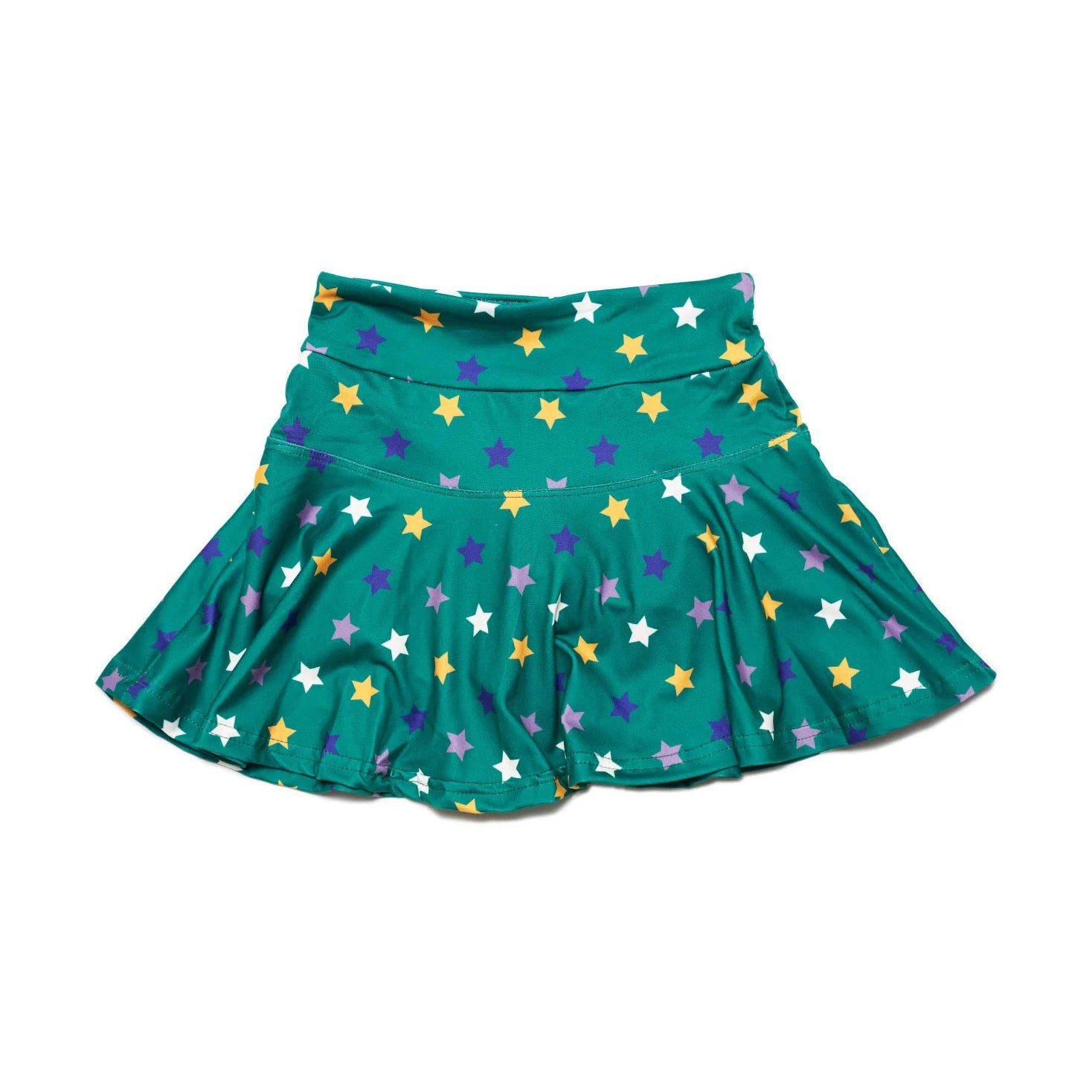 A green skort with a star pattern, displayed against a plain background.