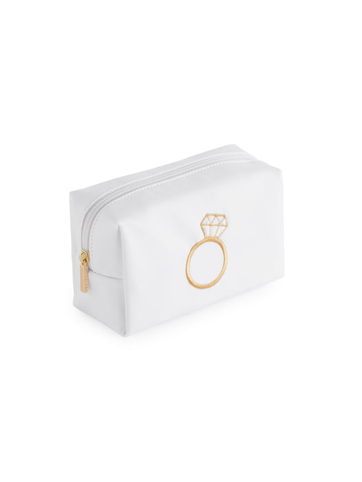 Bling Ring Zip Pouch- White