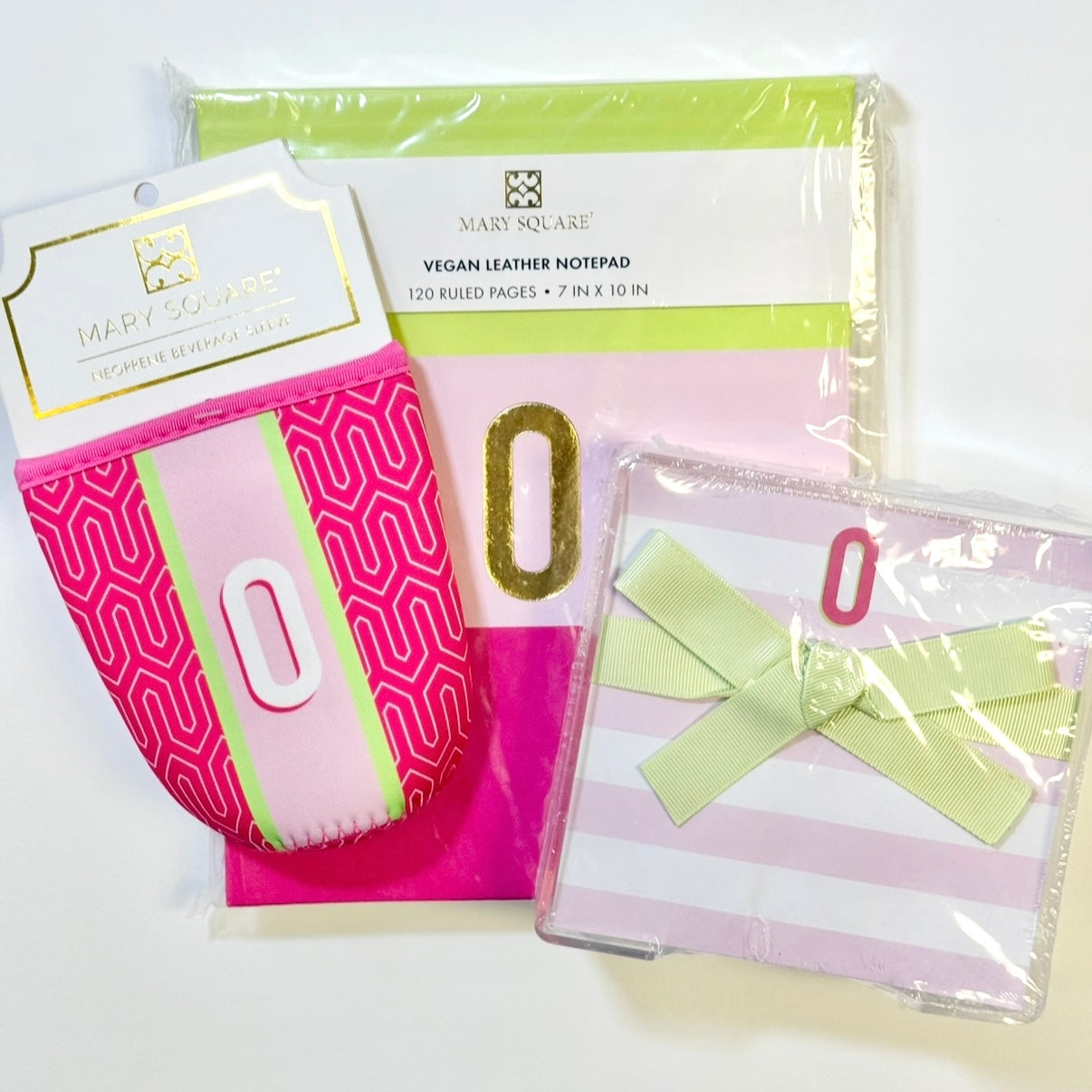 Initial Koozie, Notebook & Acrylic Notepad Pack - O, (FINAL SALE)