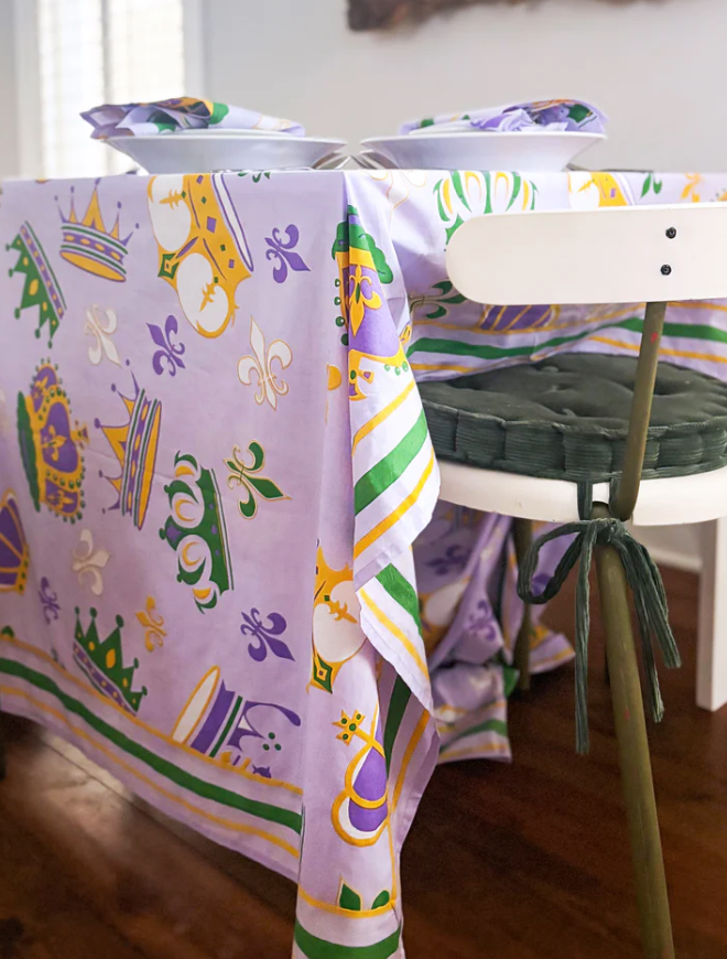 Mardi Gras Crown Tablecloth Lavender