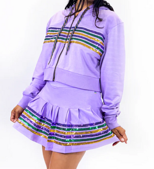 Lavender Sequin Crop Hoodie