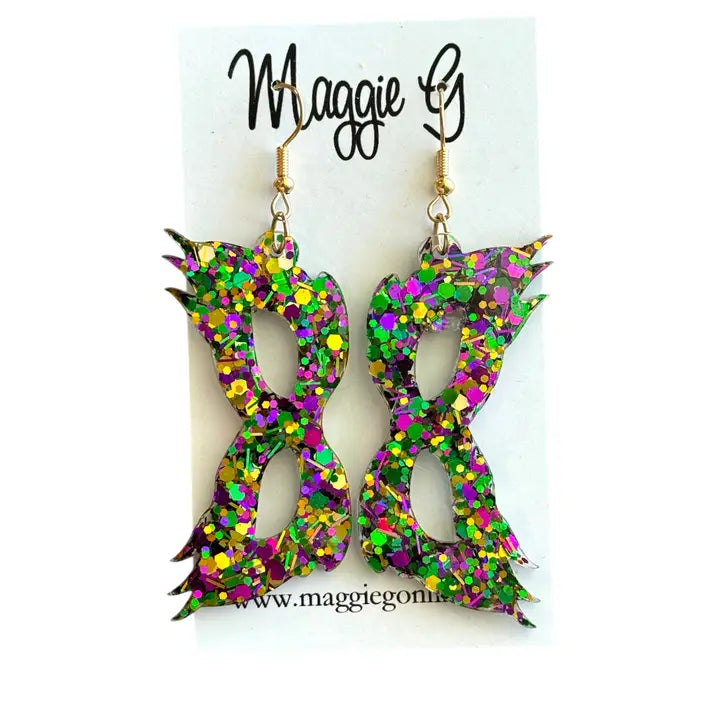 Mardi Gras Glitter Mask Earring
