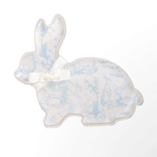 Laying Down Toile Acrylic Bunny Sitter