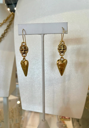 Double Cross + Heart Earring