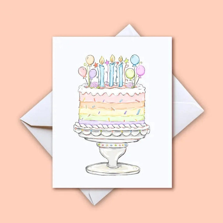 Pastel Birthday Cake Greeting Card