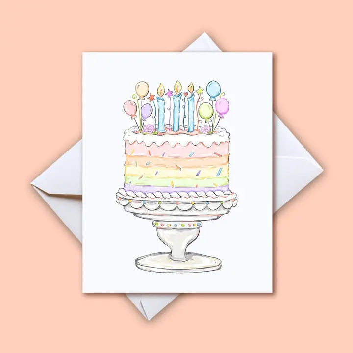 Pastel Birthday Cake Greeting Card