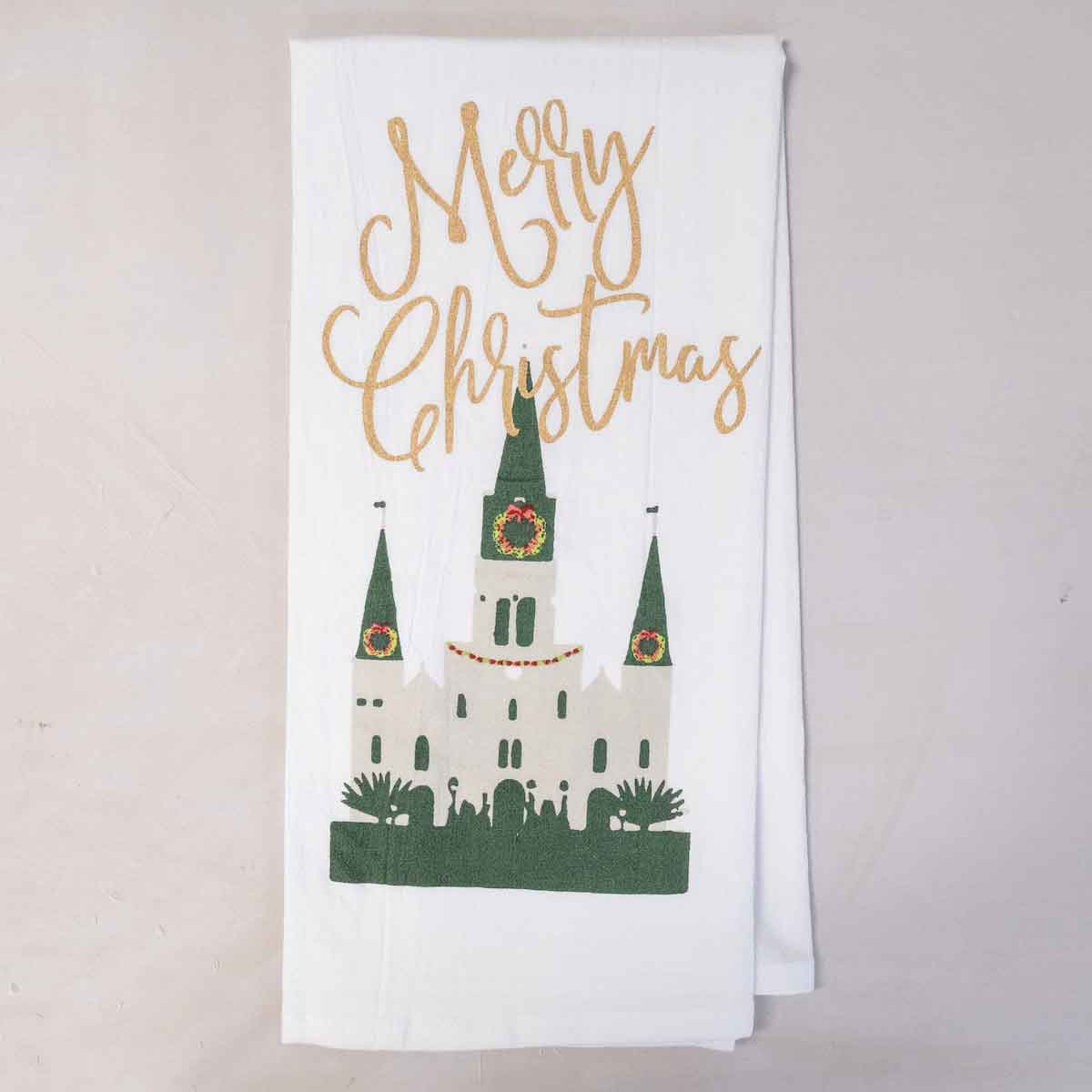 St Louis Cathedral Christmas Flour Sack Hand Towel