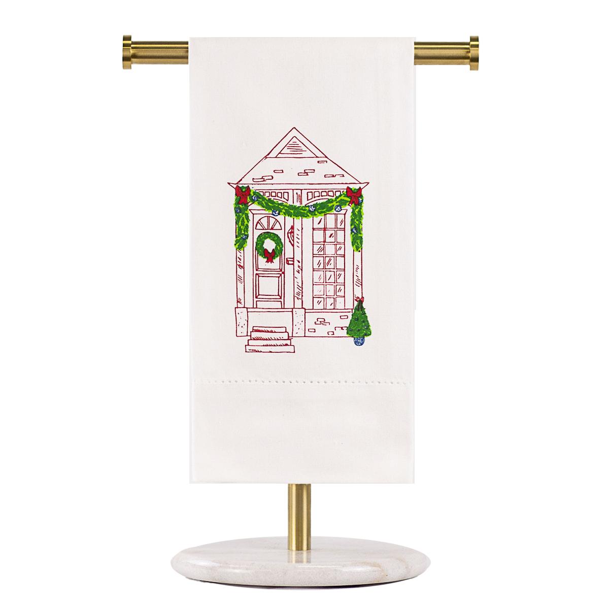 Christmas House Hemstitch Hand Towel