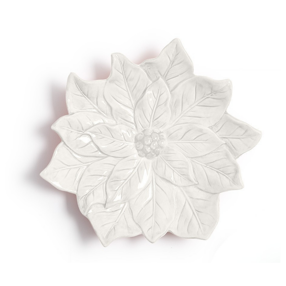 White poinsettia-shaped tidbit plate