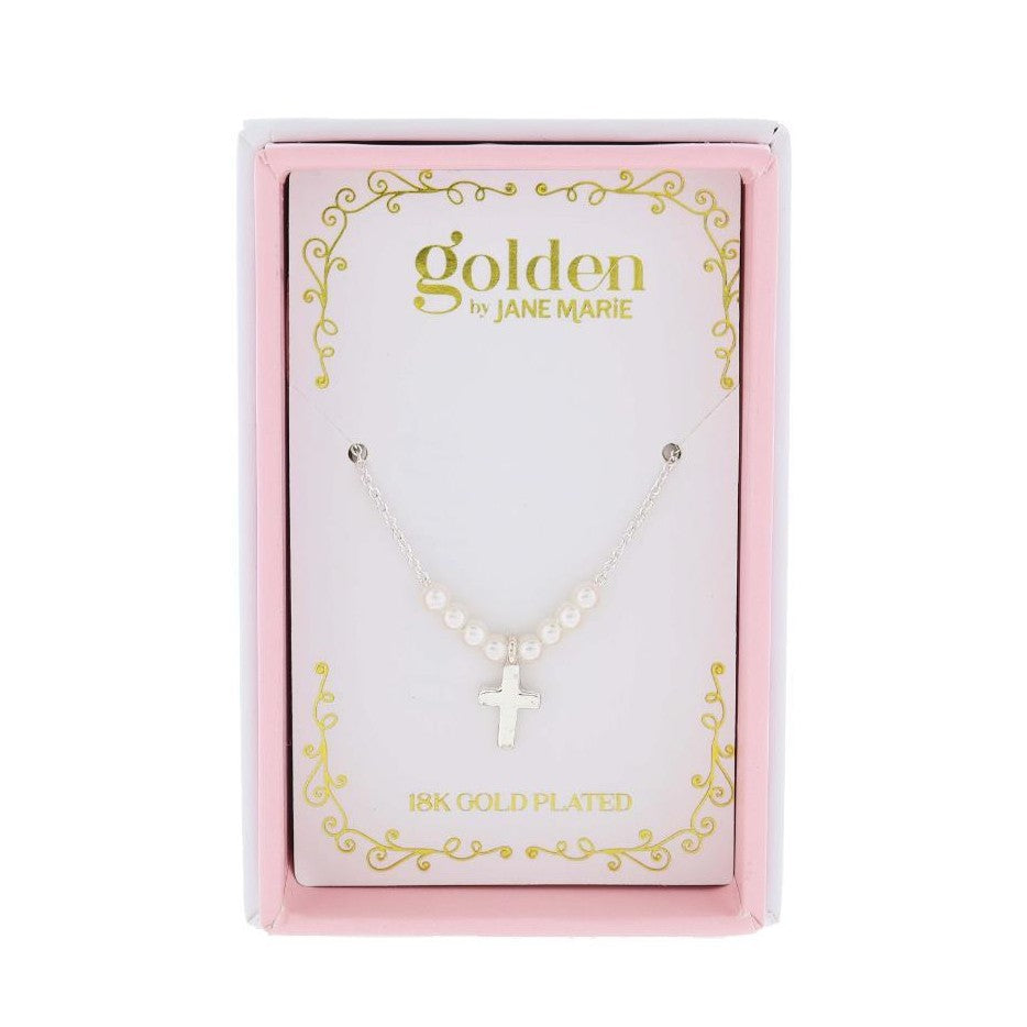 Mini Pearls and Cross Necklace