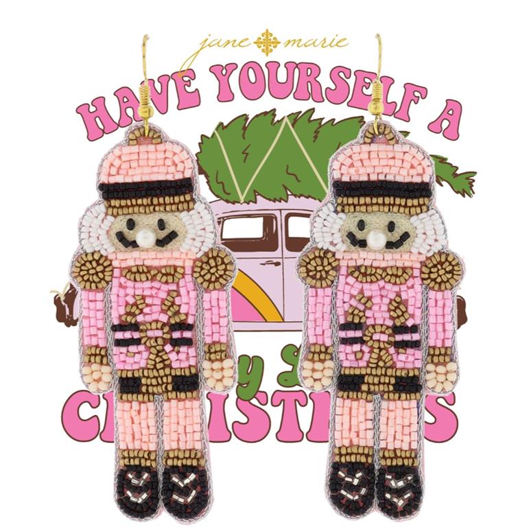 Pink- Beaded Nutcracker Earring