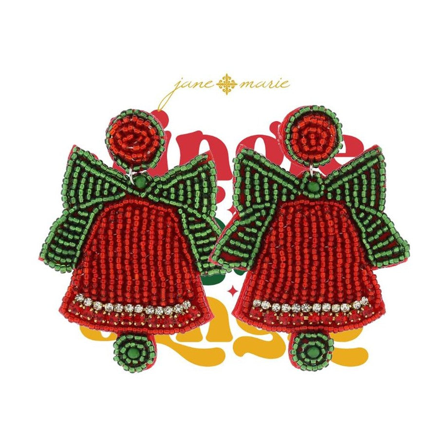 Red And Green Beaded Bell Earring