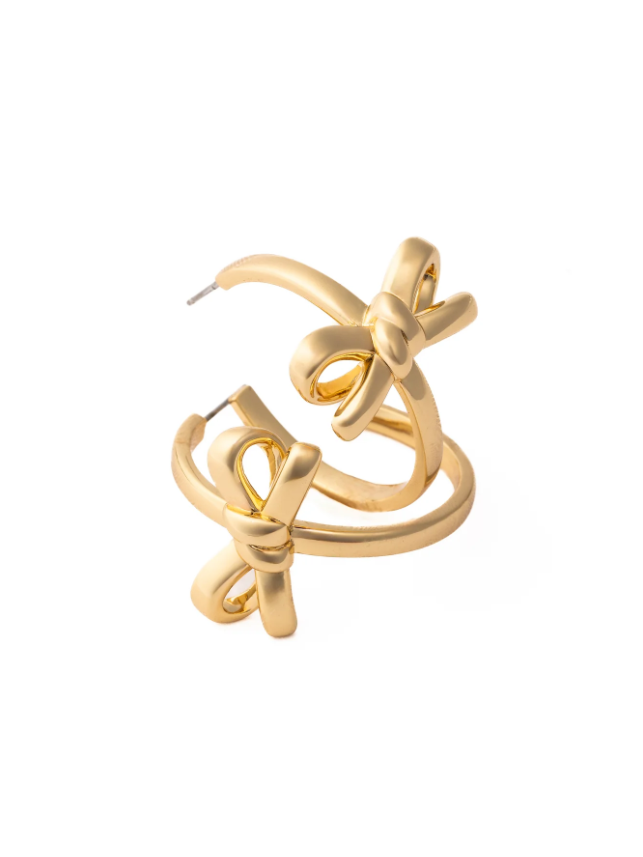 Gold Bow Hoops
