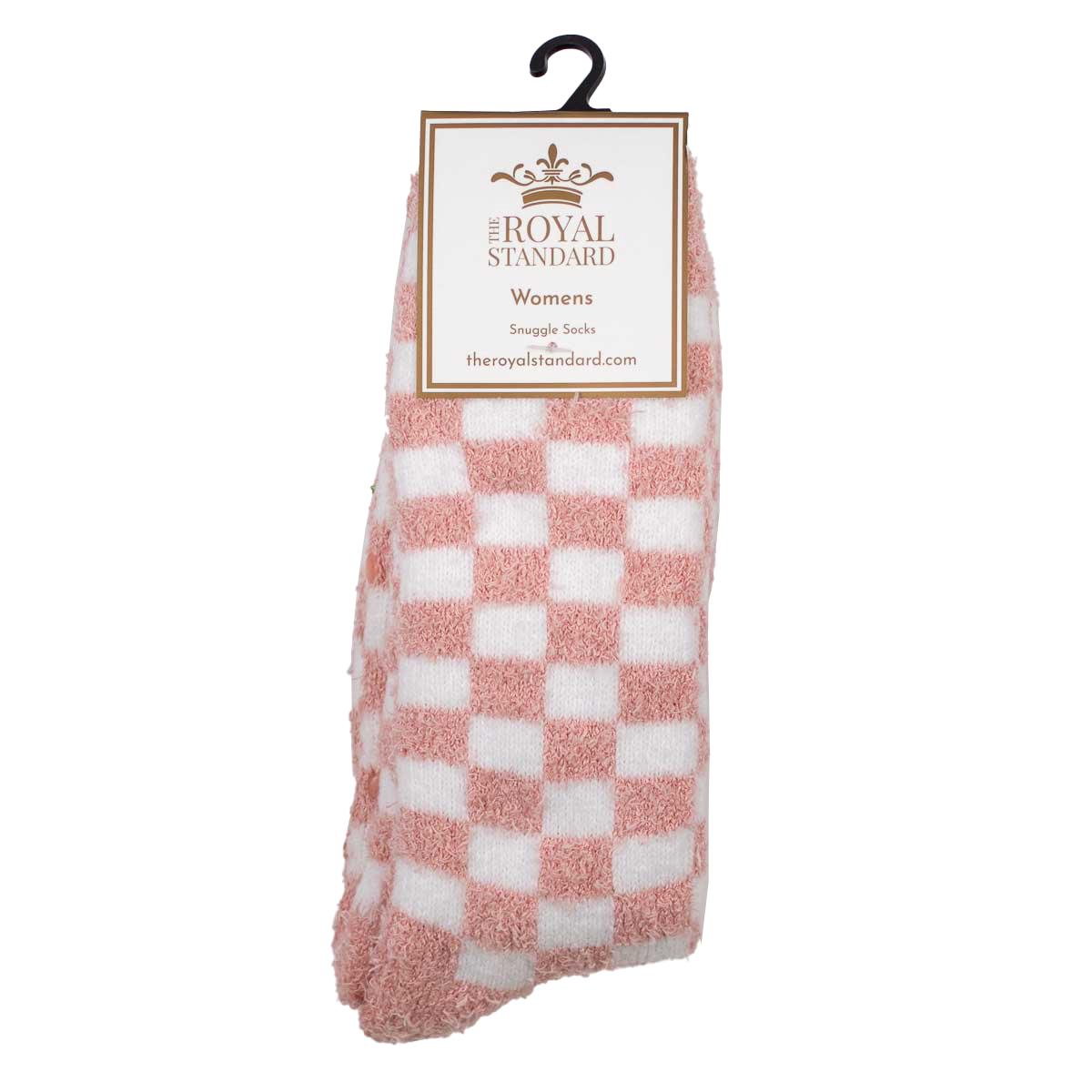 Women's Checkered Socks- Pink/White