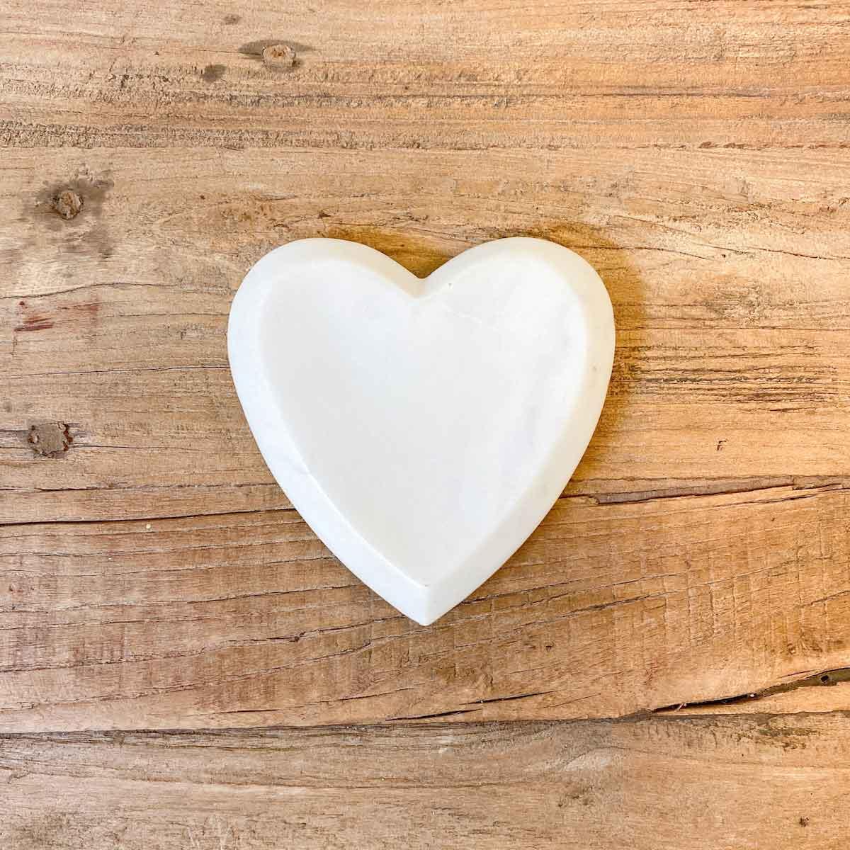 Heart Shaped Marble Trinket Dish White 5x5x.07