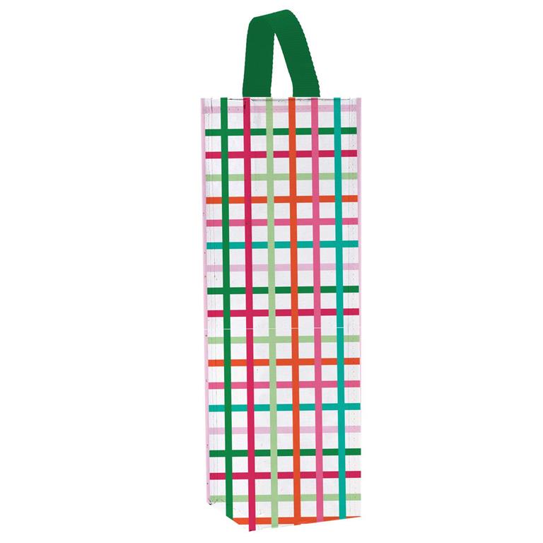 Festive Plaid Wine Bag