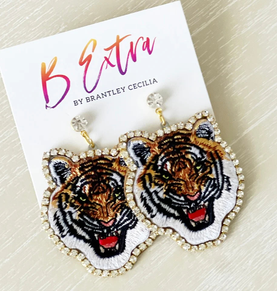 Tiger Rhinestone Earrings