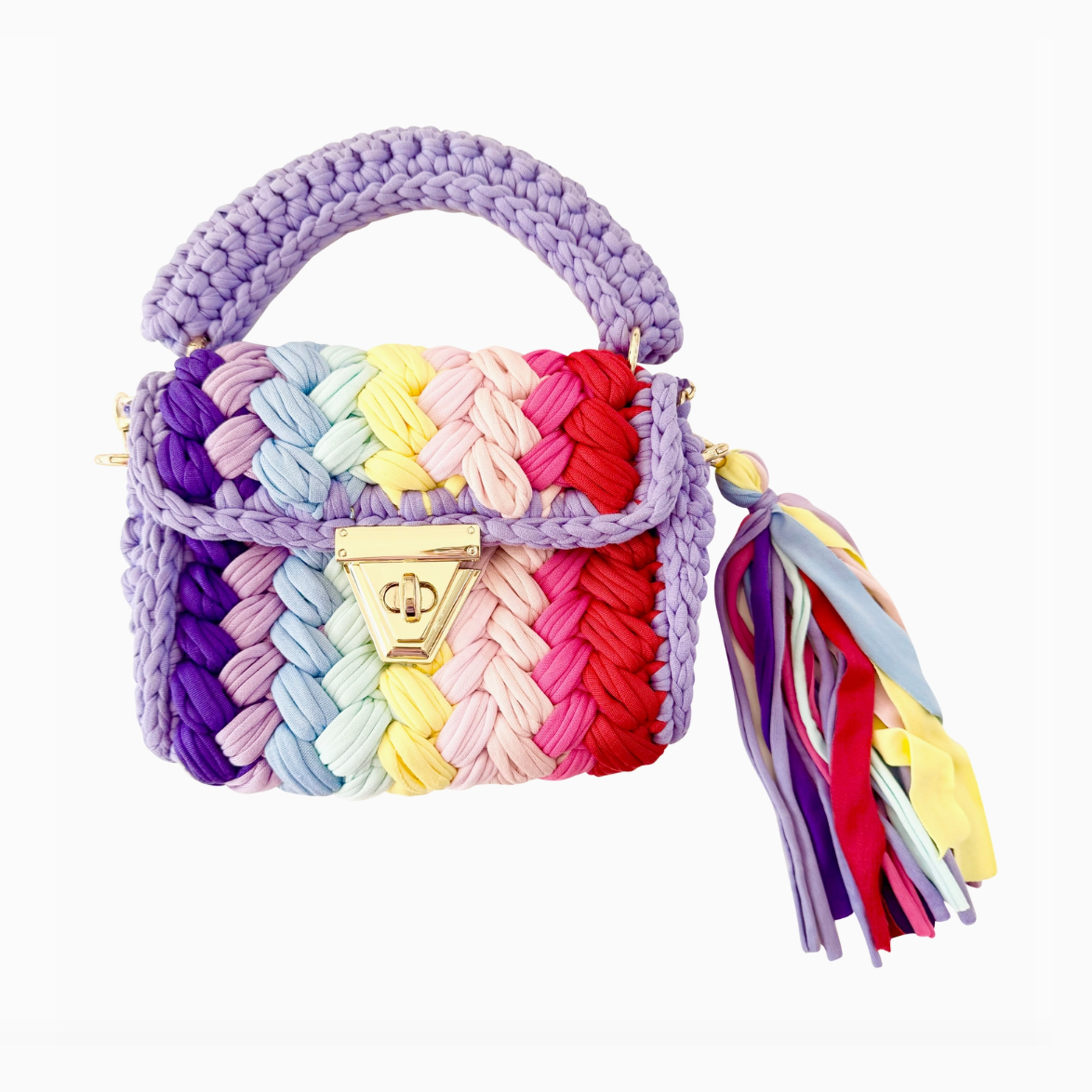 Alexis Woven Bag - Pastel Rainbow