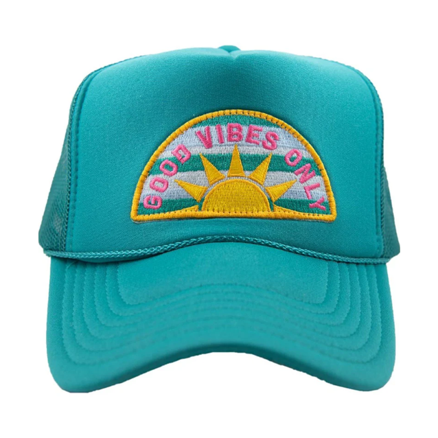 Good Vibes Only Trucker Hat - Teal