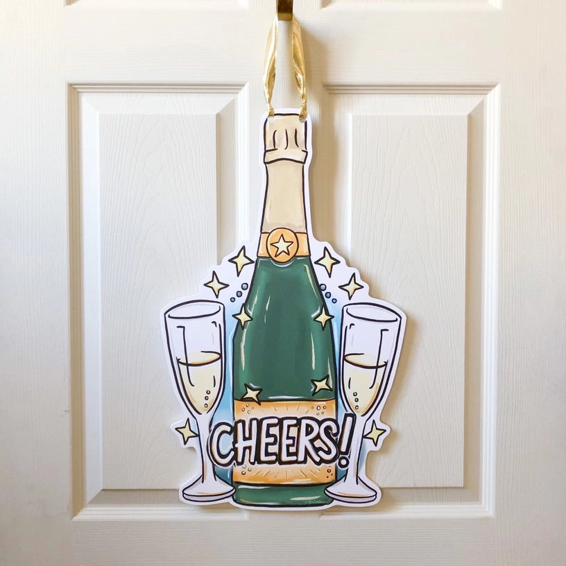 Champagne Cheers Door Hanger