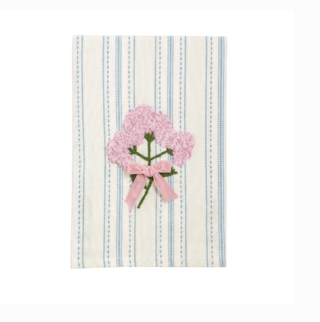 White Flower Embroidery Towel