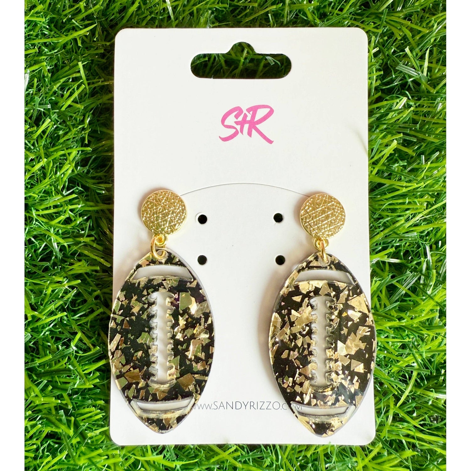 Black and Gold Confetti Football