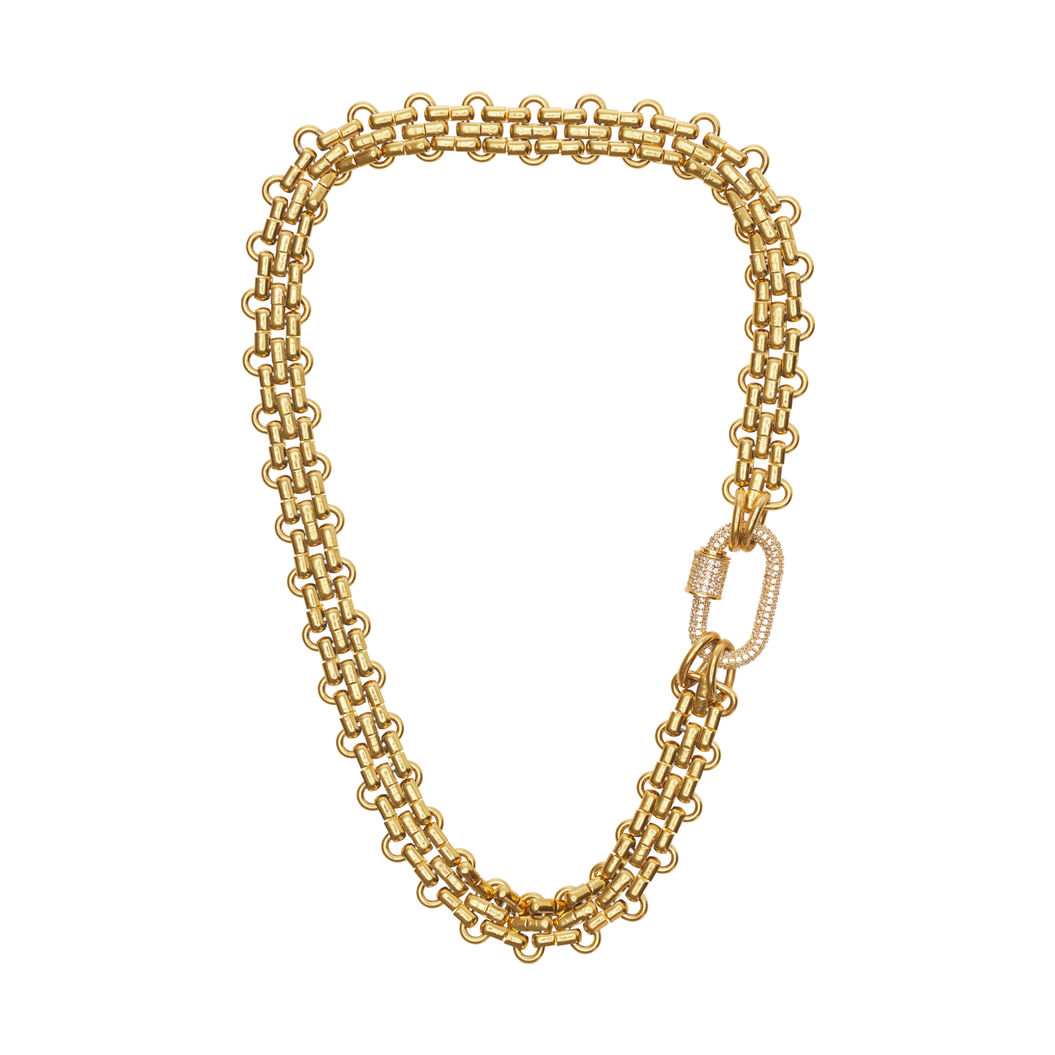 Pave Gold Carabiner Necklace