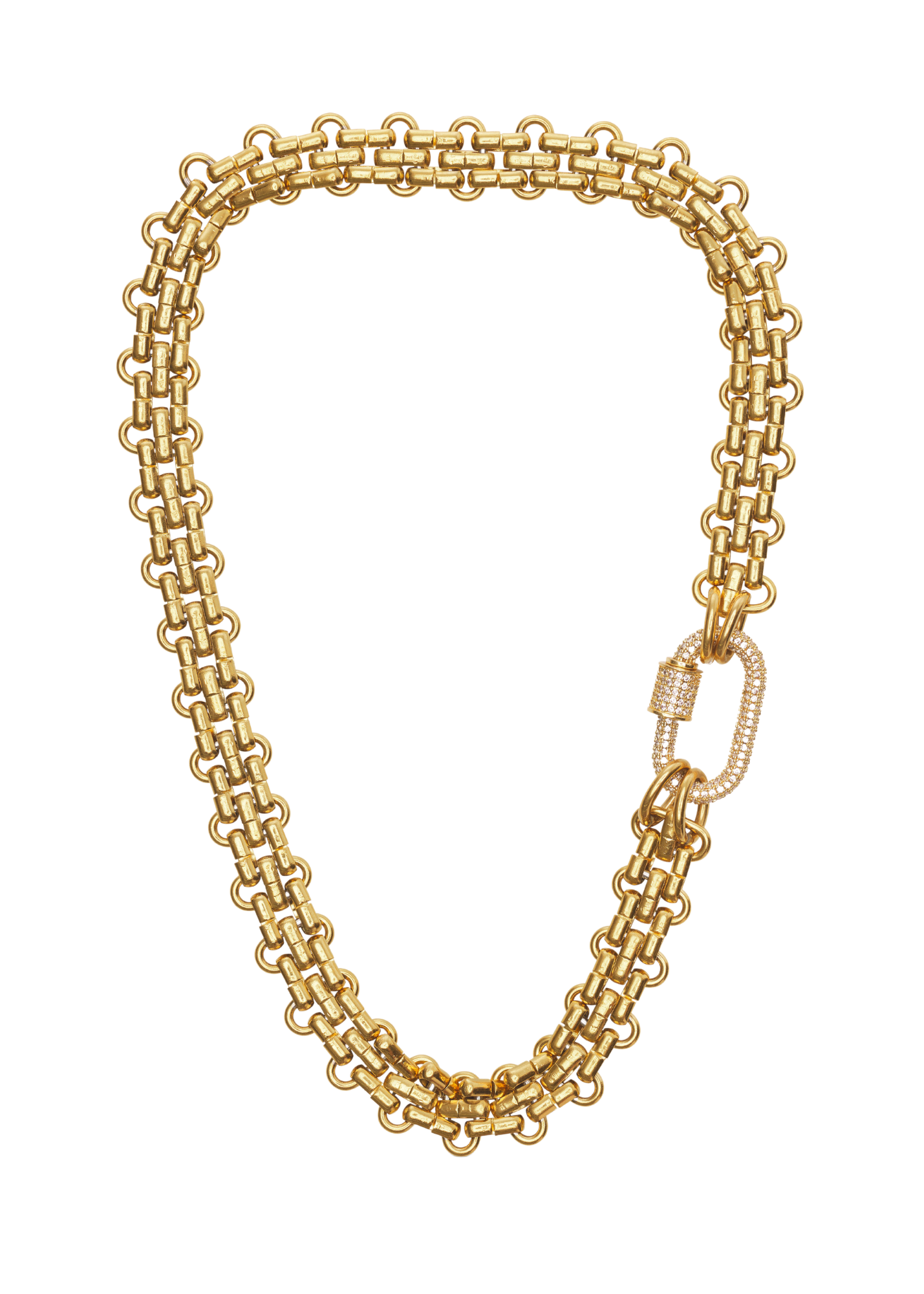 Pave Gold Carabiner Necklace