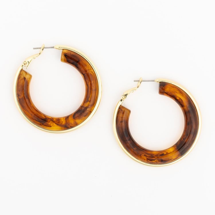 Tortoiseshell resin hoop earrings