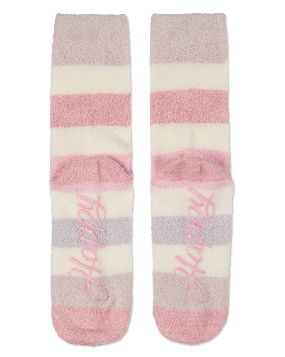 Wide Stripe Non-Skid Aloe Infused Sock - Pink