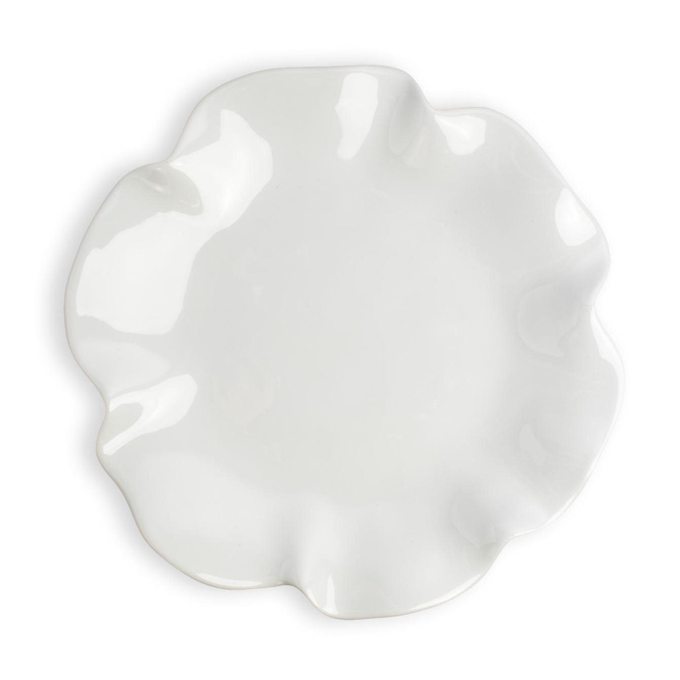 White ceramic leaf-shaped dish on a white background