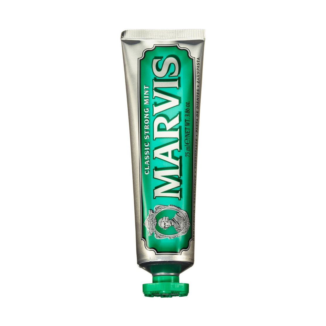 Marvis toothpaste tube on a white background