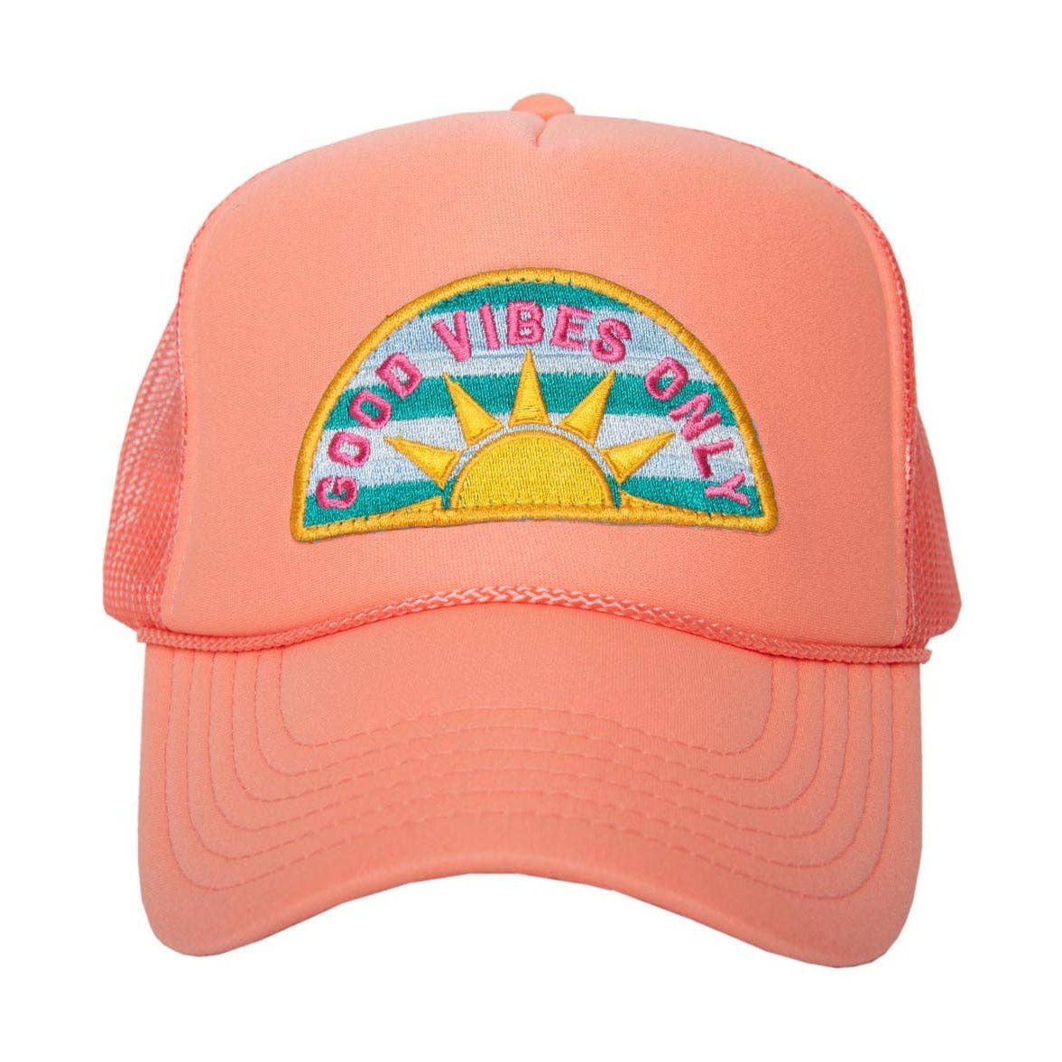 Good Vibes Only Trucker Hat - Coral
