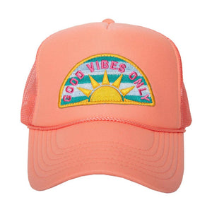 Good Vibes Only Trucker Hat - Coral