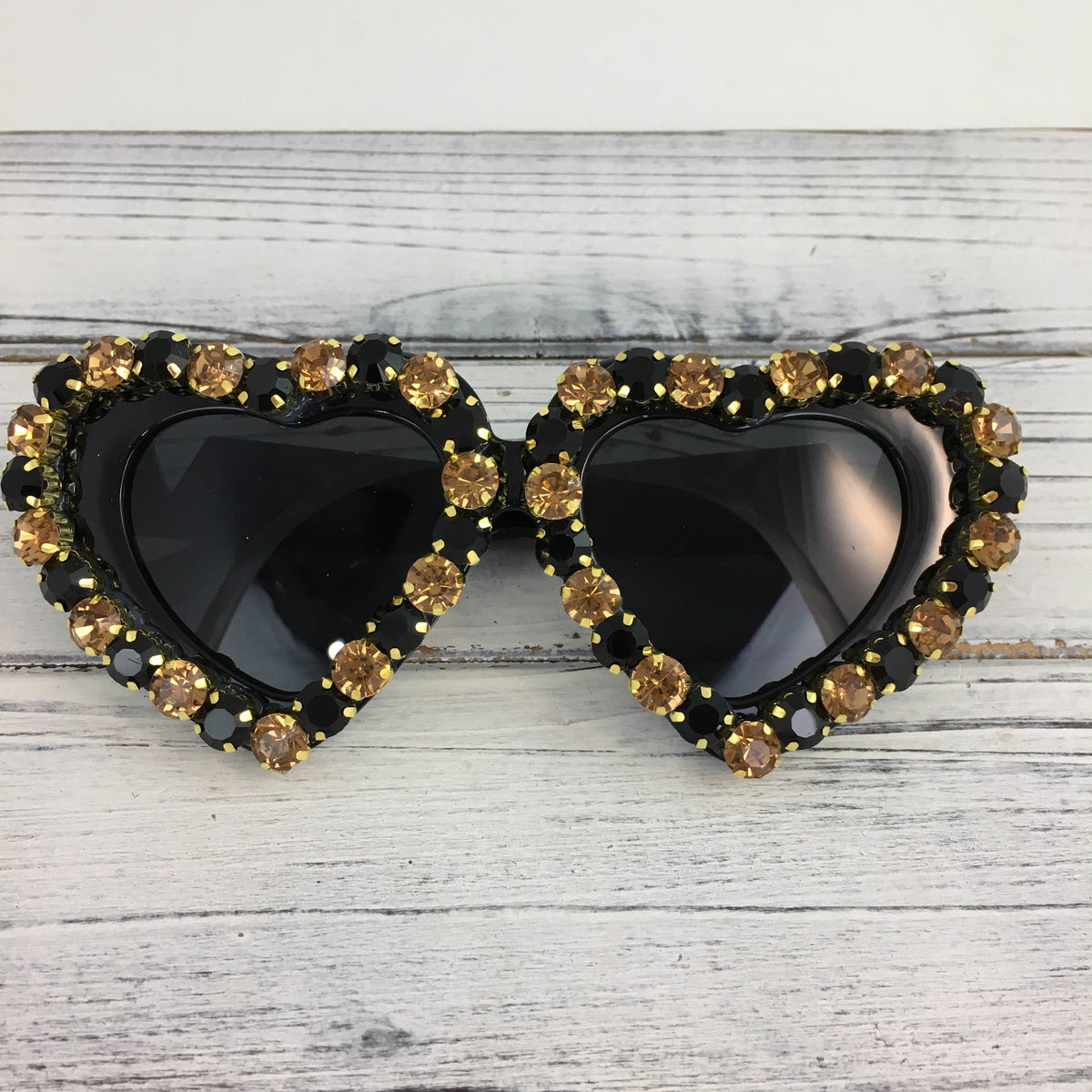 Black & Gold Stone Heart Sunglasses