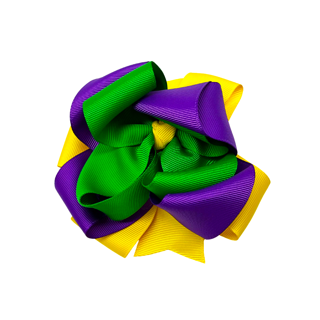 Purple, Green, Gold Bow Clip