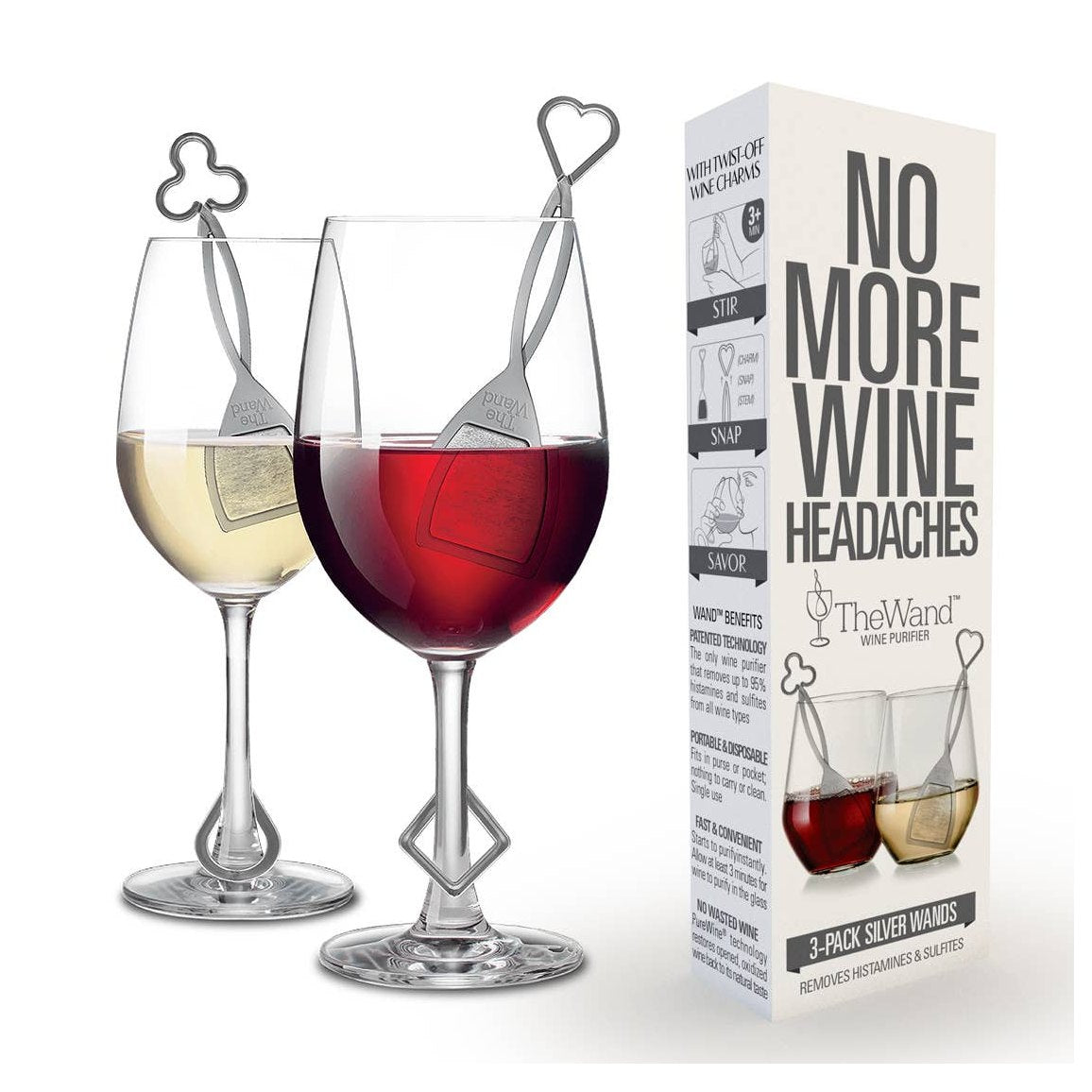 The Wand Wine Purifier 3-Pack, Silver