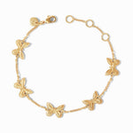 Gold chain bracelet featuring five butterfly charms