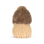 Backview of plush toy peanut wearing a yeti costume on a white background
