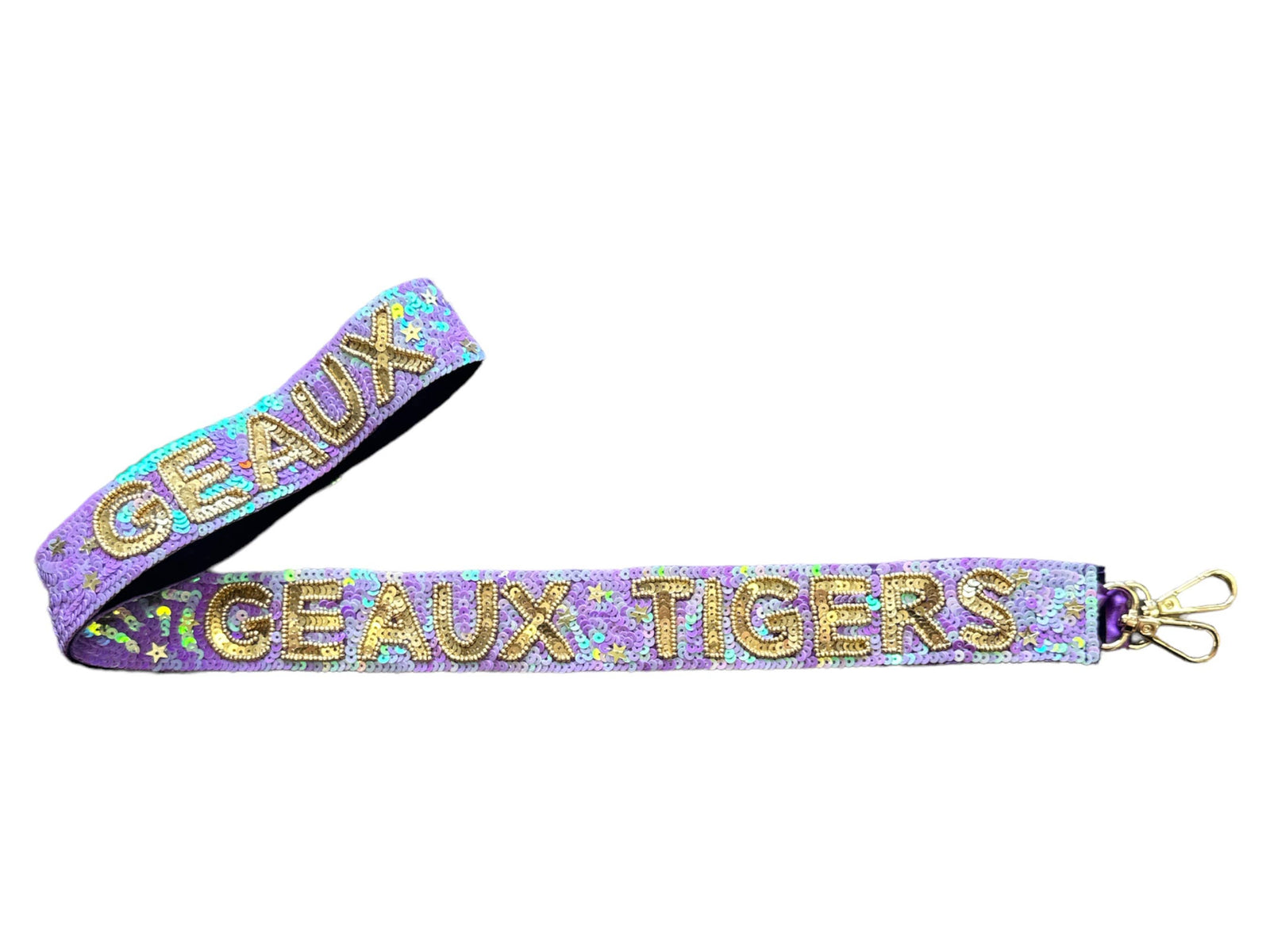 Sequin Bag Strap - Lavender Geaux Tigers