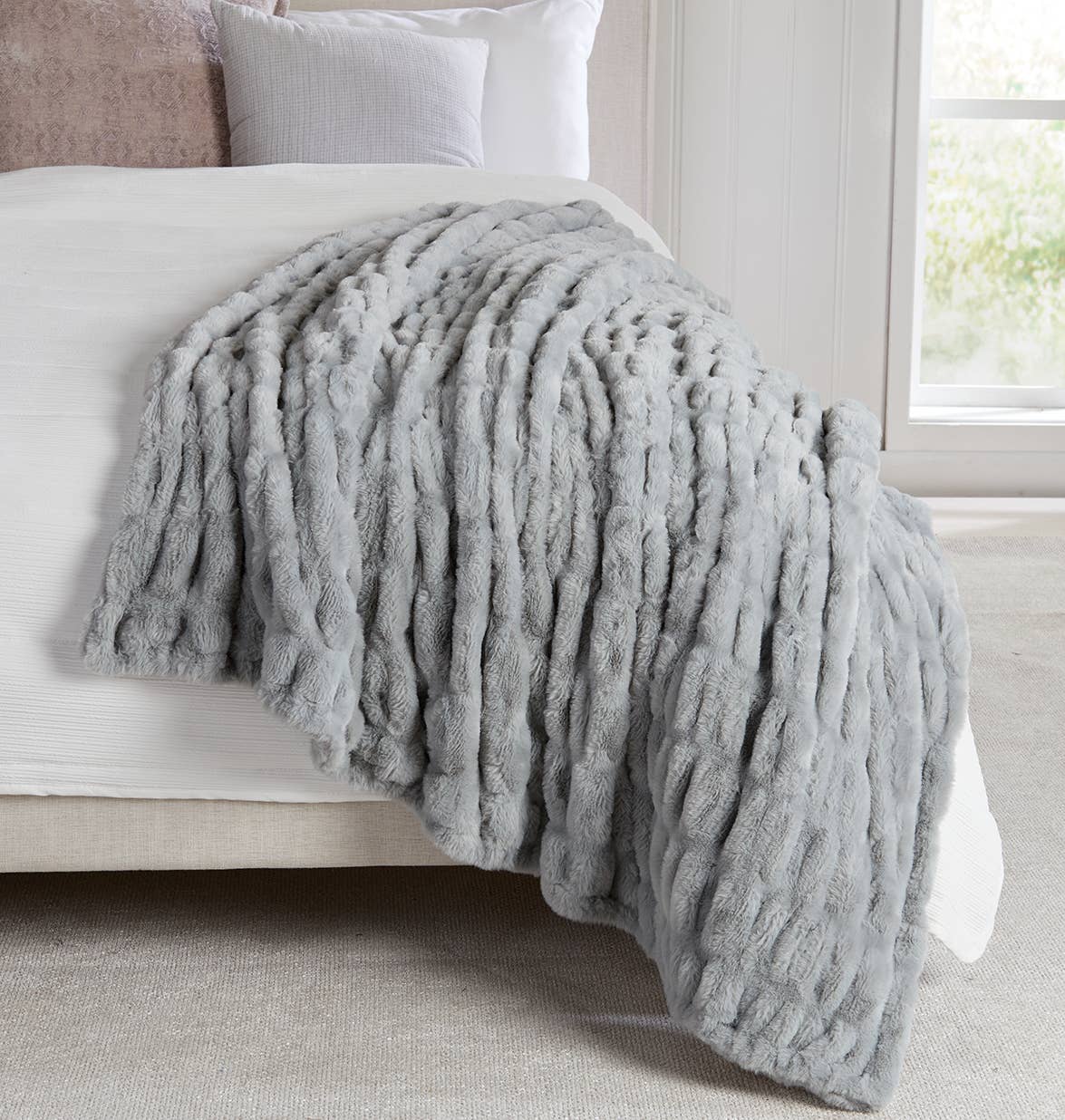 Silver Lux Heavyweight Ruched Throw