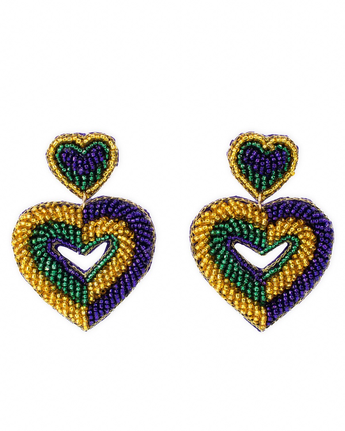 Mardi Heart Beaded Earrings