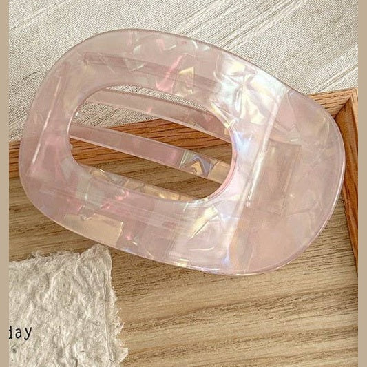Pink Jumbo Lay Flat Oval Hair Claw Clip