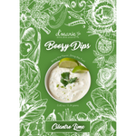 Product packaging for 'Boozy Dips' with a focus on cilantro lime flavor, featuring a green background with white illustrations of ingredients.