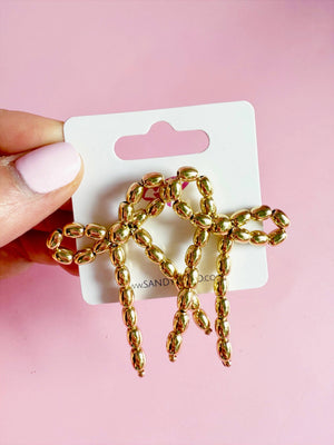 Beaded Gold Bow Stud
