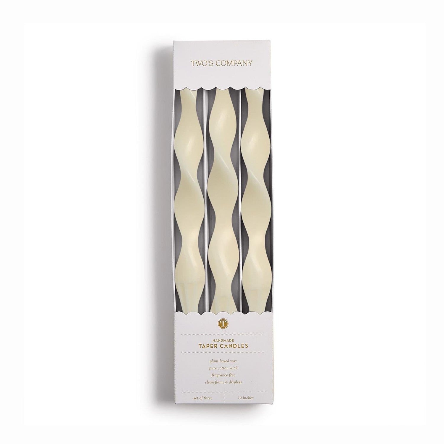 Twist and Glow Set of 3 Ivory Taper Candles