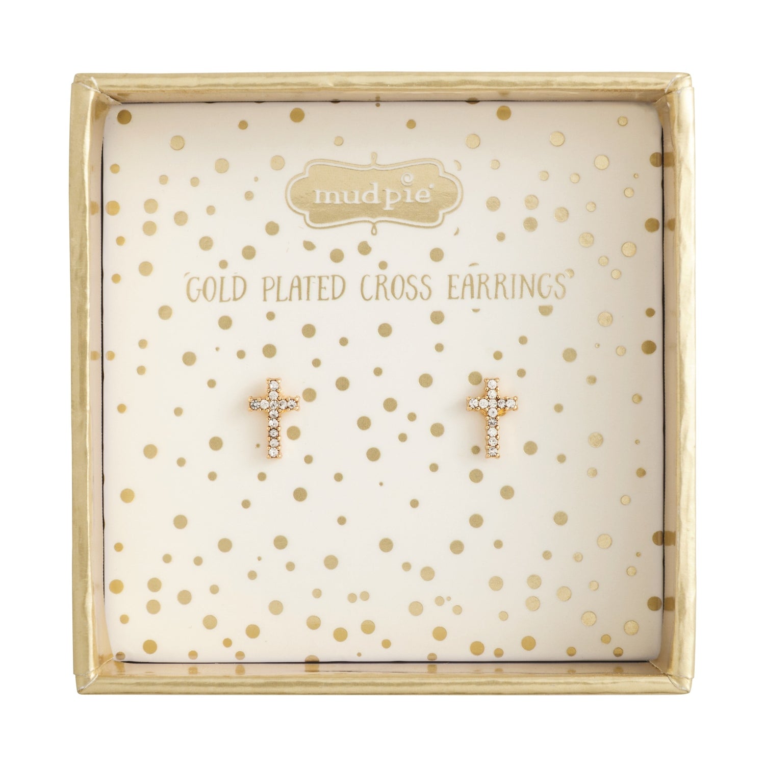 Gold Cross Stud Earrings